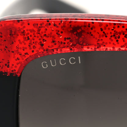 Gucci Acetate Square Frame Sunglasses GG0083S Glitter Red Black Green 7 of 8