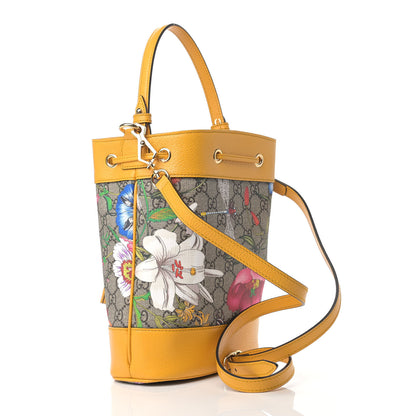Gucci GG Supreme Monogram Flora Small Ophidia Bucket Bag Beige Multicolor Crop 3 of 9