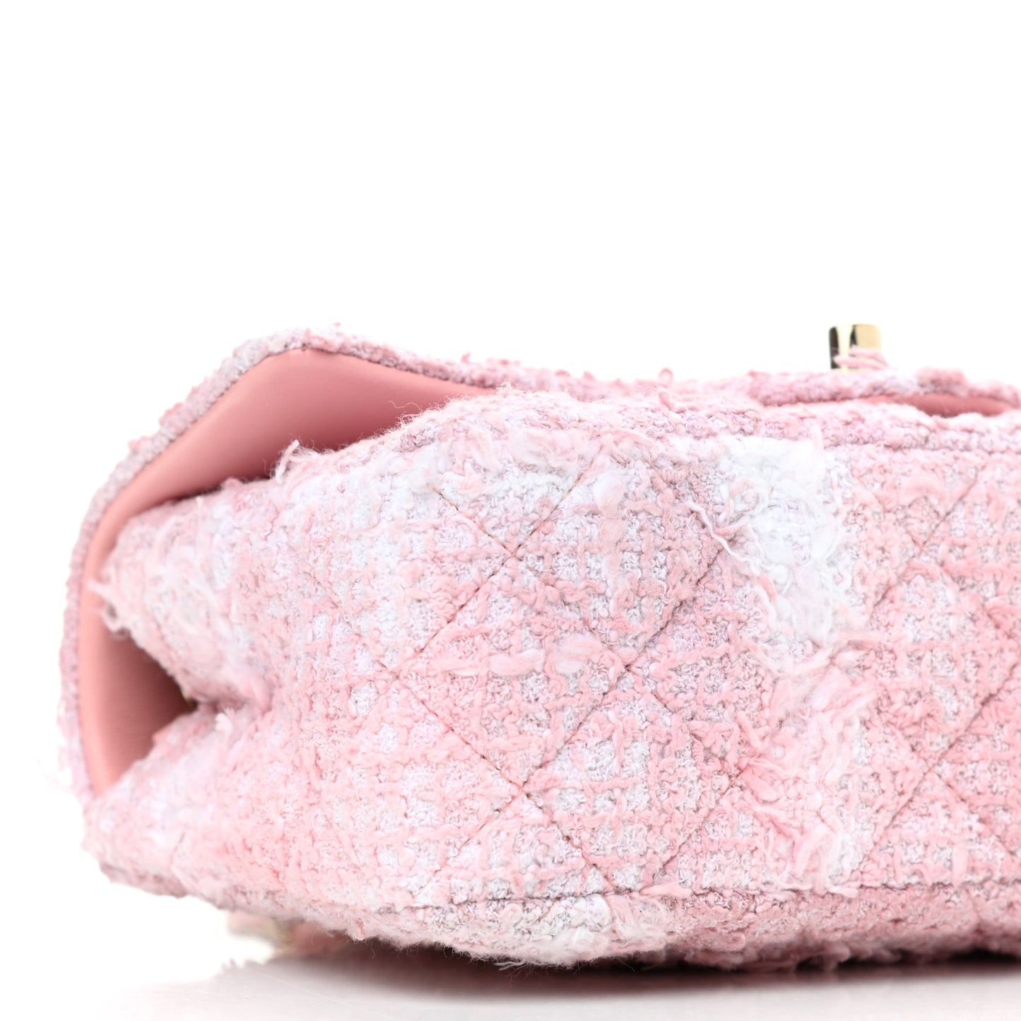 Tweed Quilted Mini Rectangular Flap Light Pink White