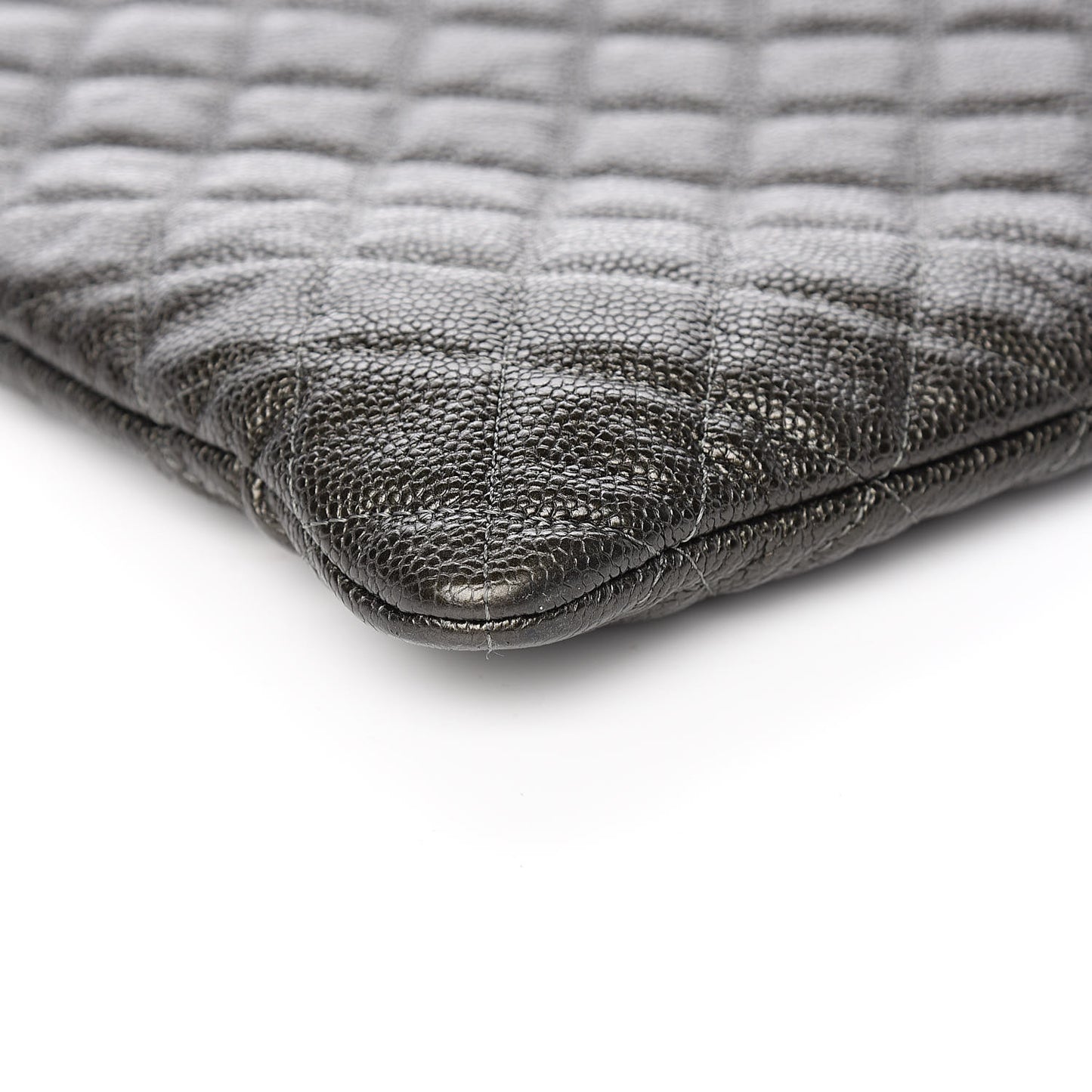 Caviar Quilted Large Cosmetic Case Dark Charcoal