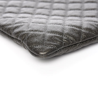 Chanel Caviar Quilted Large Cosmetic Case Dark Charcoal 8 of 9