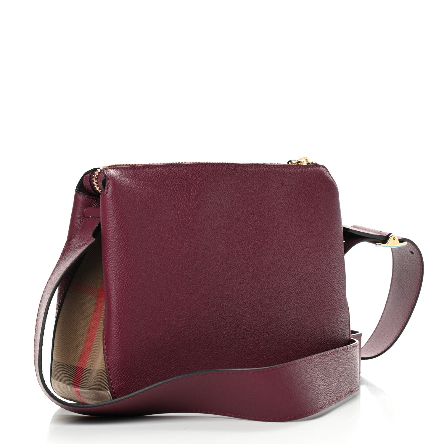 Burberry Soft Grain Calfskin House Check Small Helmsley Crossbody Dark Plum 5 of 11