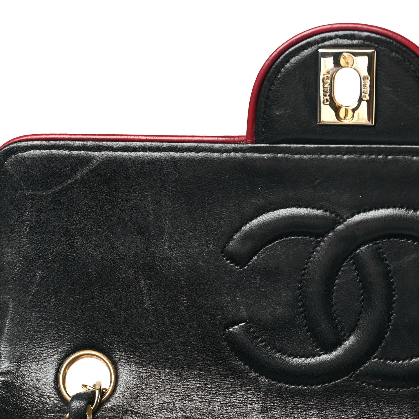 Lambskin Quilted Bi-Color Small Single Flap Black