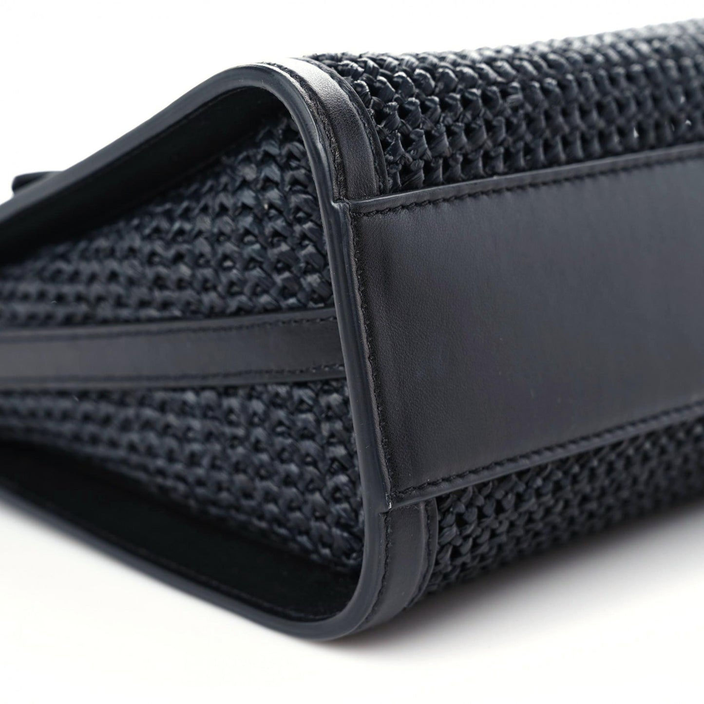 Raffia Calfskin The Short Story Tote Bag Black
