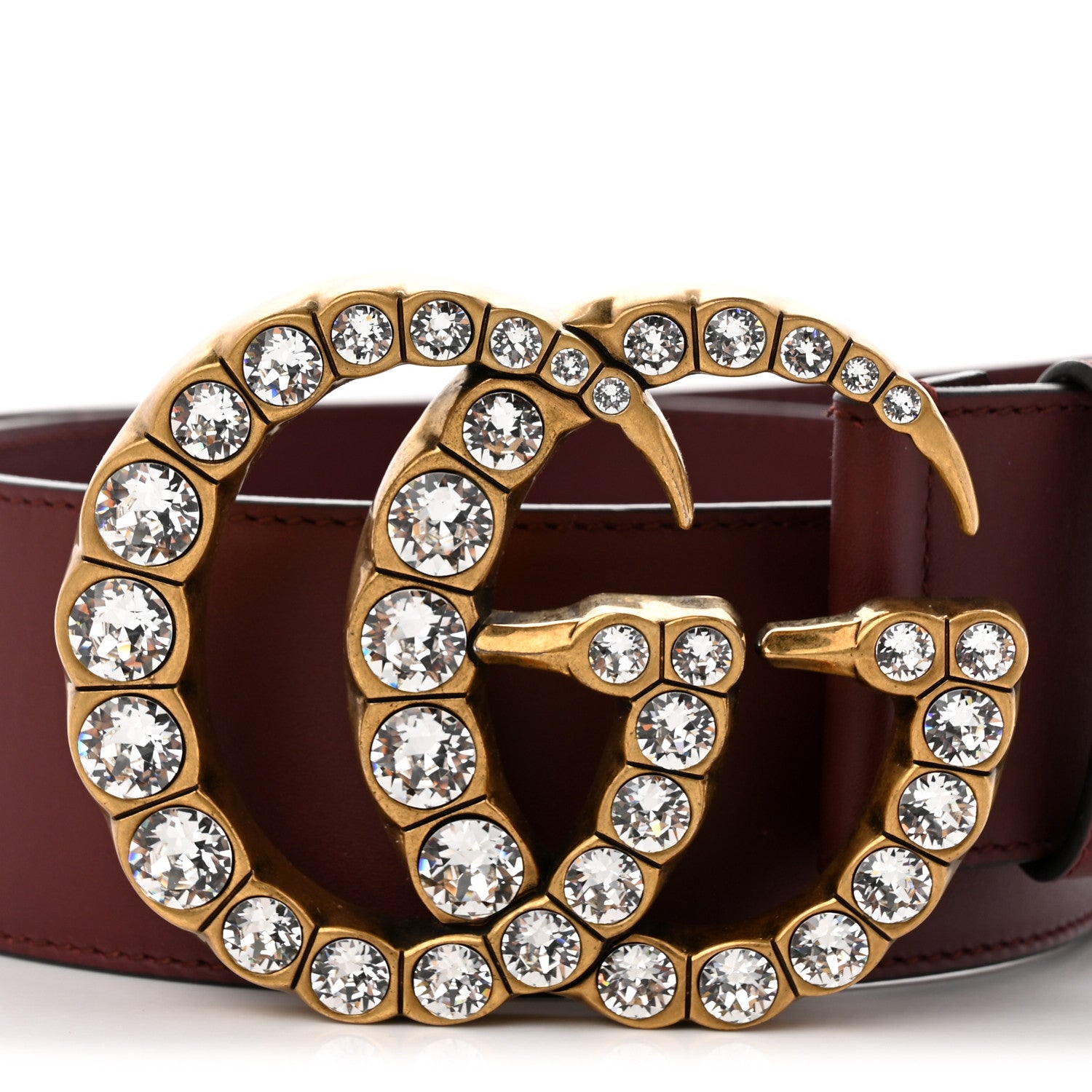 Gucci Calfskin Crystal Double G 55mm Belt 85 34 Burgundy 6 of 6