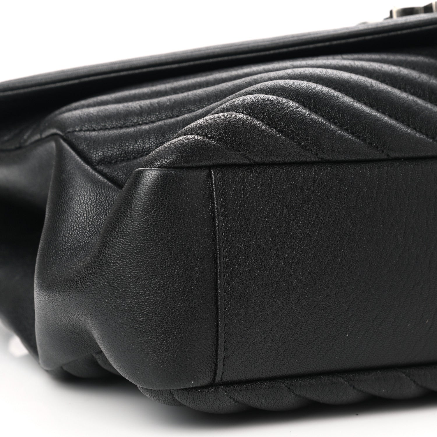 Saint Laurent Sheepskin Matelasse Chevron Monogram Large College Satchel Black 10 of 11