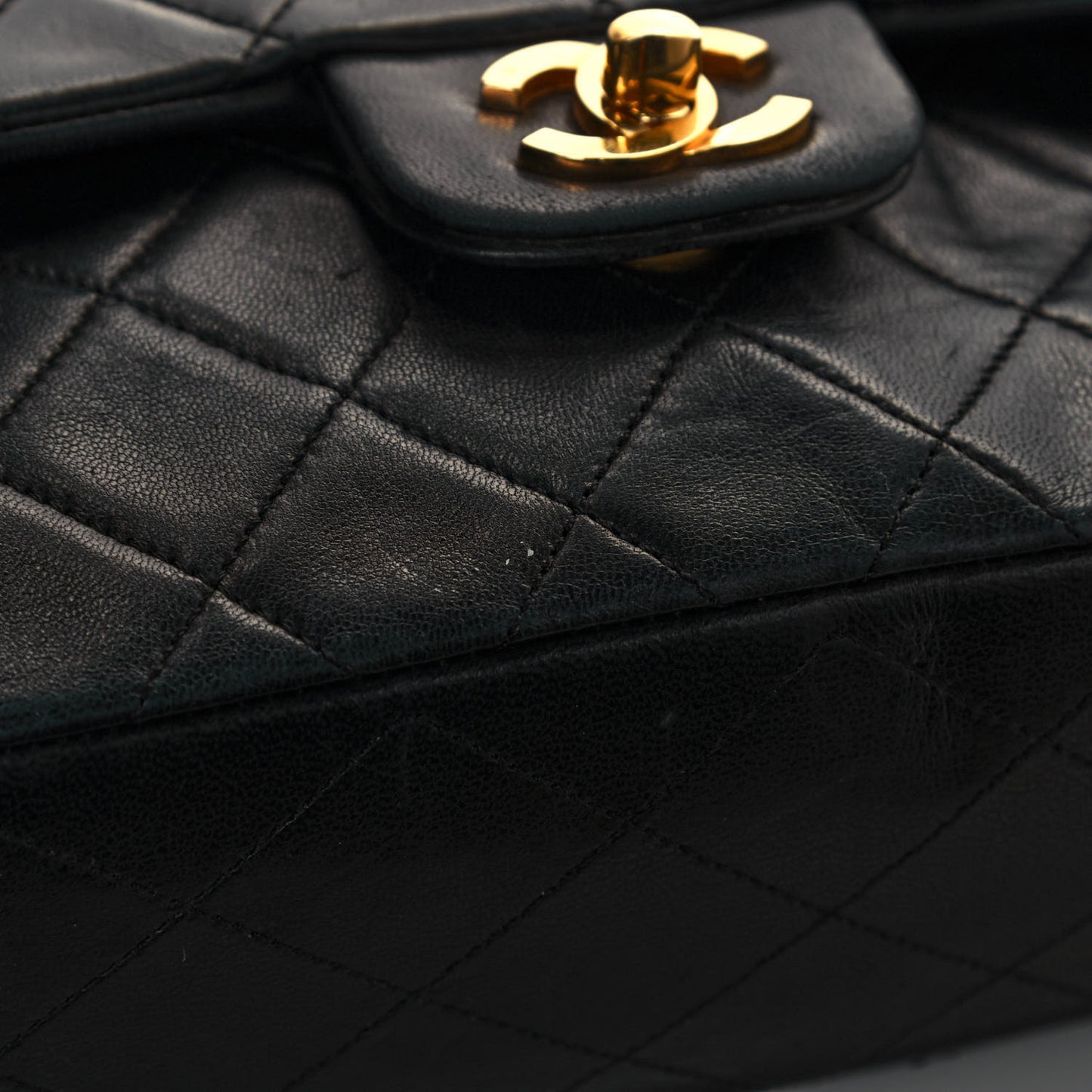 Lambskin Quilted Small Double Flap Black