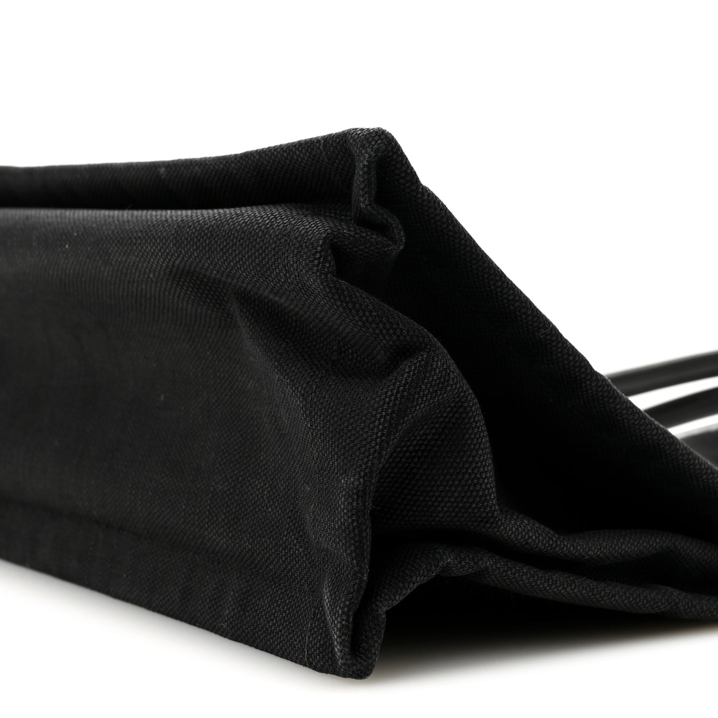 Raffia Linen Calfskin Small Rive Gauche Tote Black