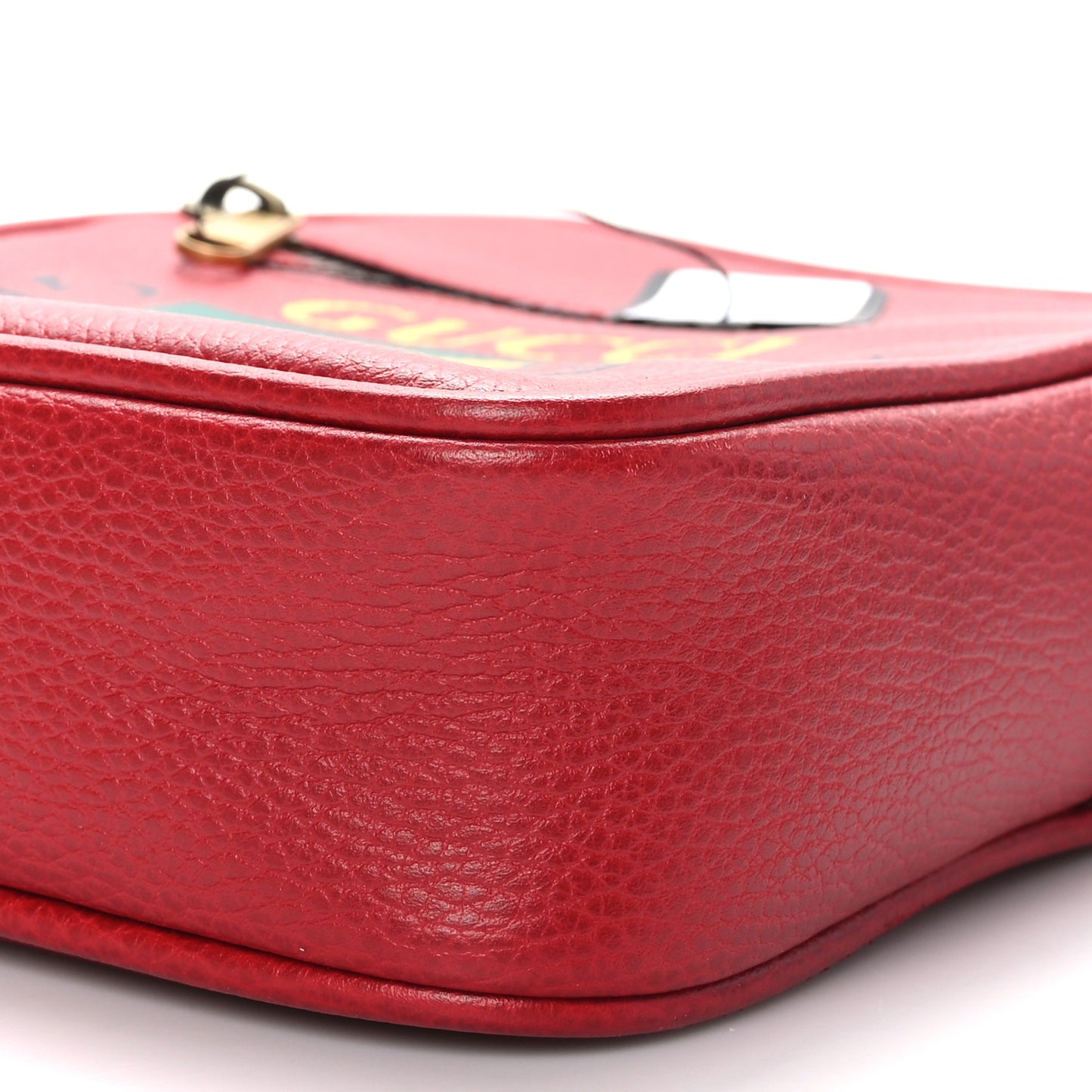Grained Calfskin Logo Messenger Bag Hibiscus Red