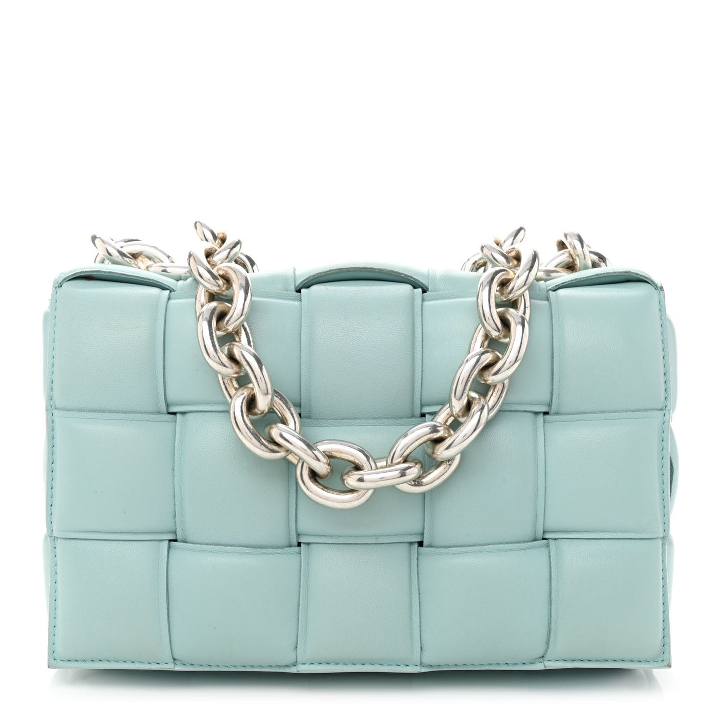 Lambskin Maxi Intreccio Padded Chain Cassette Crossbody Bag Spearmint