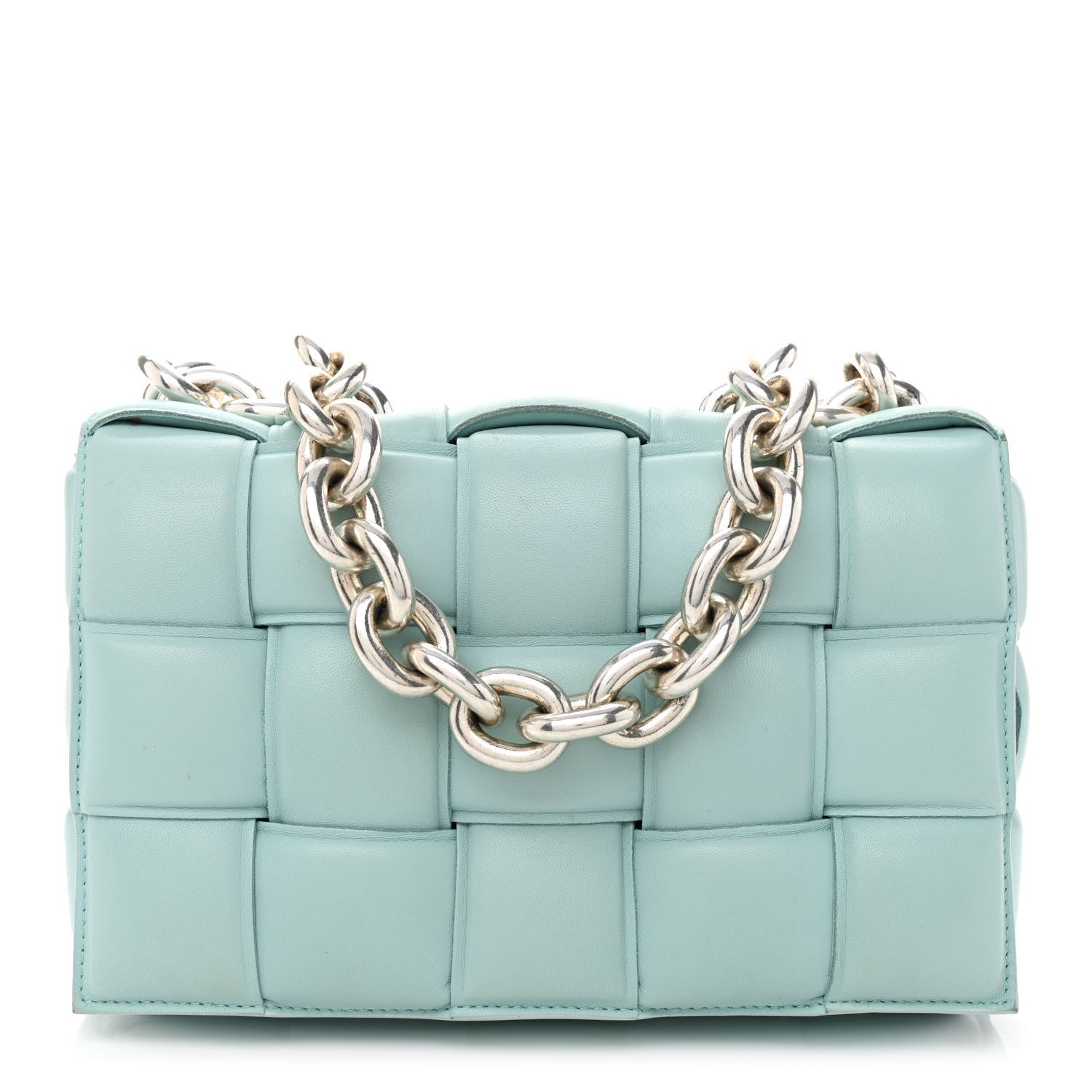 Bottega Veneta Lambskin Maxi Intreccio Padded Chain Cassette Crossbody Bag Spearmint 1 of 9