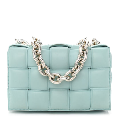 Bottega Veneta Lambskin Maxi Intreccio Padded Chain Cassette Crossbody Bag Spearmint 1 of 9