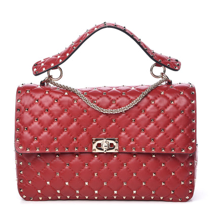 Valentino Garavani Lambskin Large Rockstud Spike Shoulder Bag Red 1 of 12