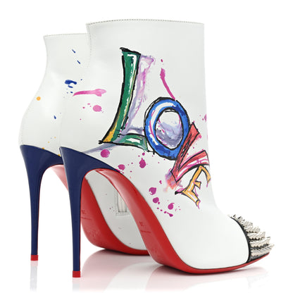 Christian Louboutin Calfskin Patent Love Is A Boot 100 Booties 38 White 5 of 11