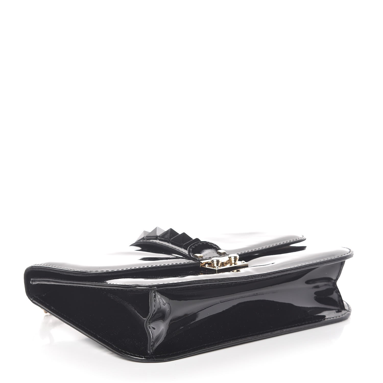 Valentino Garavani Patent Monochrome Medium Glam Lock Rockstud Flap Black 4 of 9