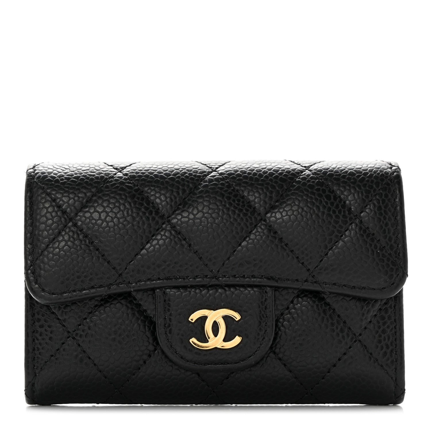 Chanel Caviar Quilted Flap Card Holder Wallet Black 1 of 9