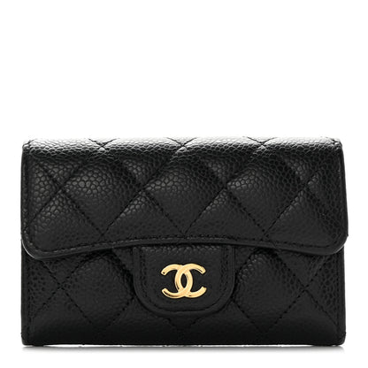 Chanel Caviar Quilted Flap Card Holder Wallet Black 1 of 9