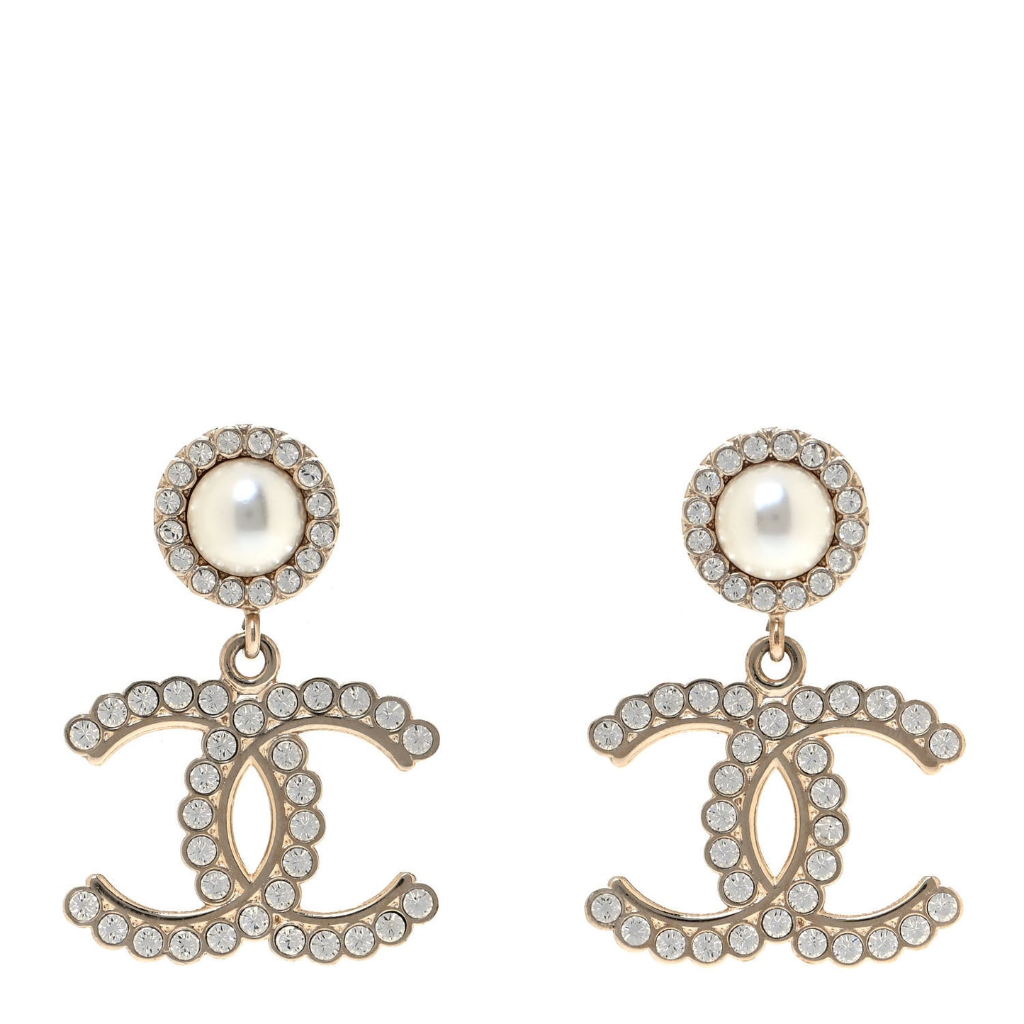 Crystal Pearl Bow-tiful CC Drop Earrings Gold
