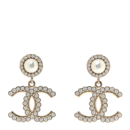 Chanel Crystal Pearl Bow-tiful CC Drop Earrings Gold 1 of 4