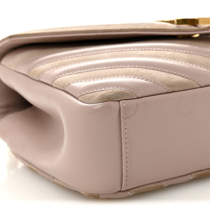 Saint Laurent Calfskin Suede Matelasse Chevron Medium Monogram College Bag Rose Poudre 8 of 9