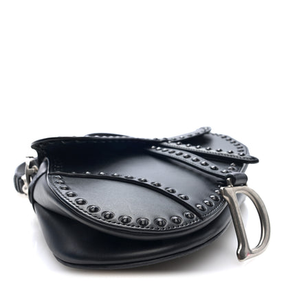 Christian Dior Calfskin Studded Saddle Bag With Strap Black 4 of 9