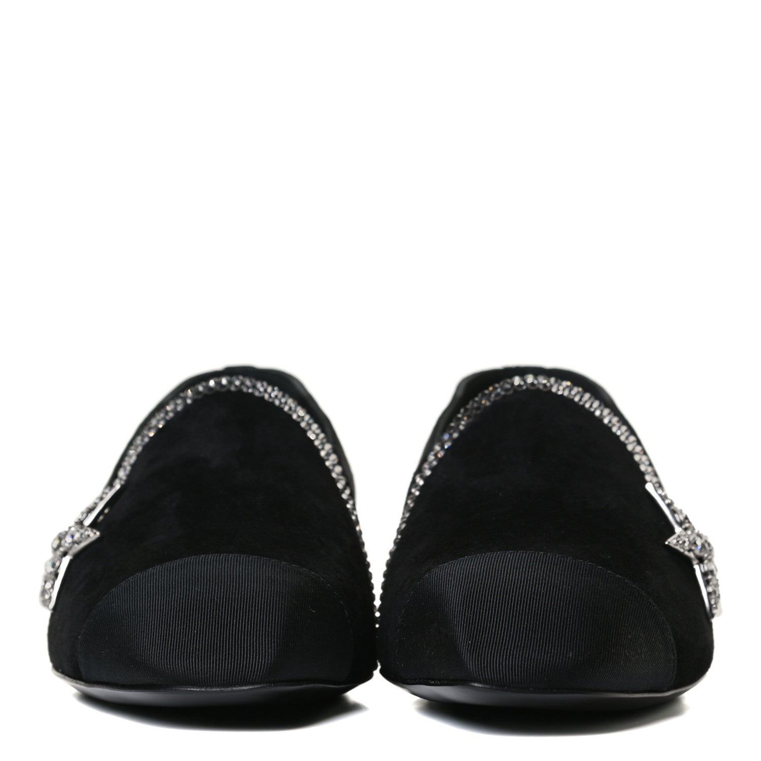 Chanel Suede Calfskin Grosgrain Crystal Star Mocassin Loafers 36.5 Black 2 of 10