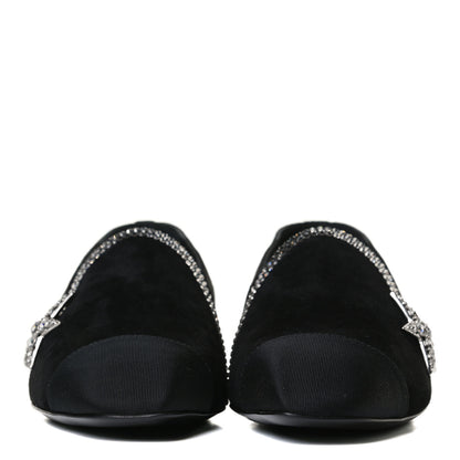 Chanel Suede Calfskin Grosgrain Crystal Star Mocassin Loafers 36.5 Black 2 of 10