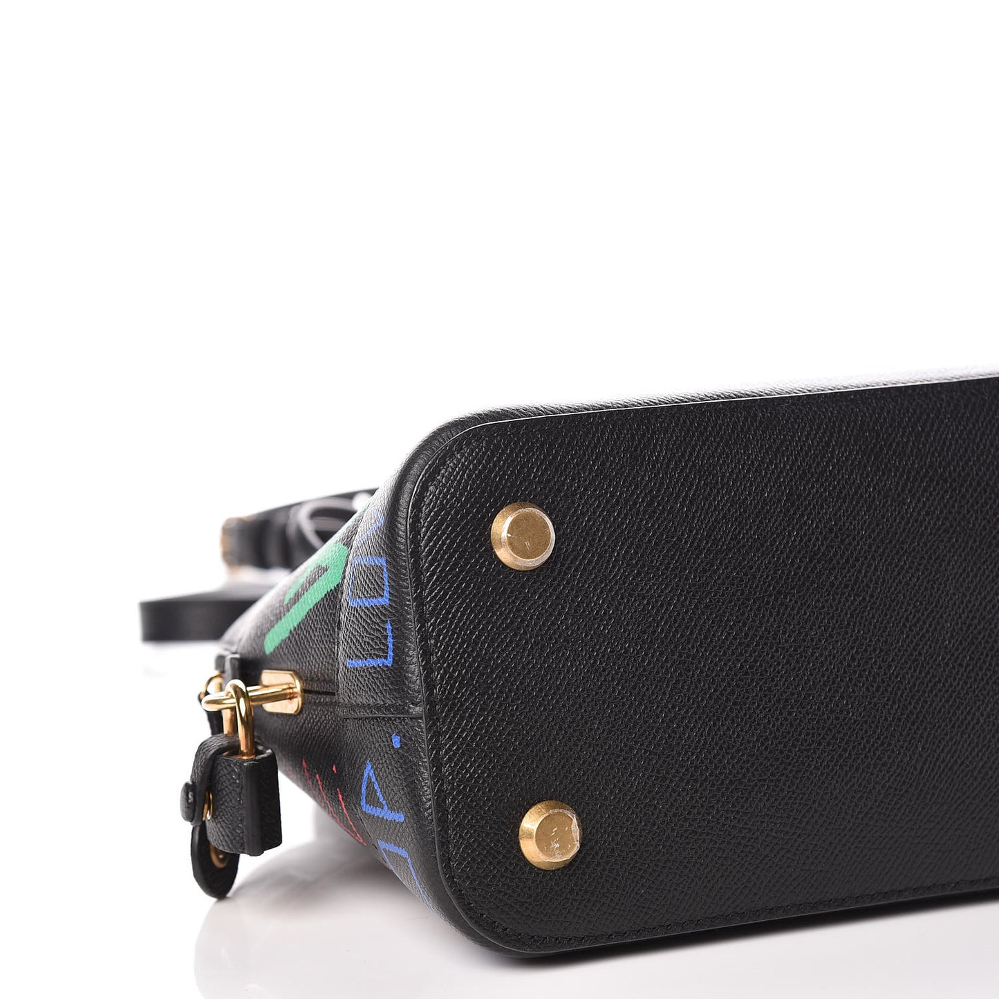 Signature Grained Calfskin Graffiti S Ville Top Handle Bag Black Multicolor