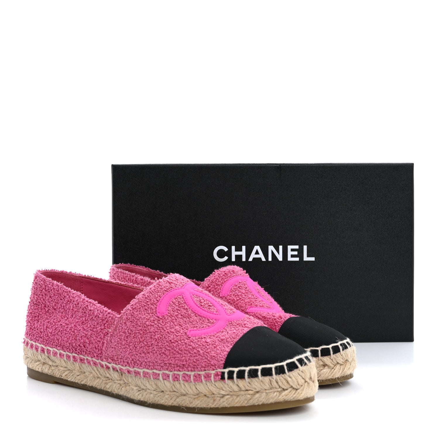 Chanel Fabric Grosgrain CC Espadrilles 38 Dark Pink Black 10 of 10