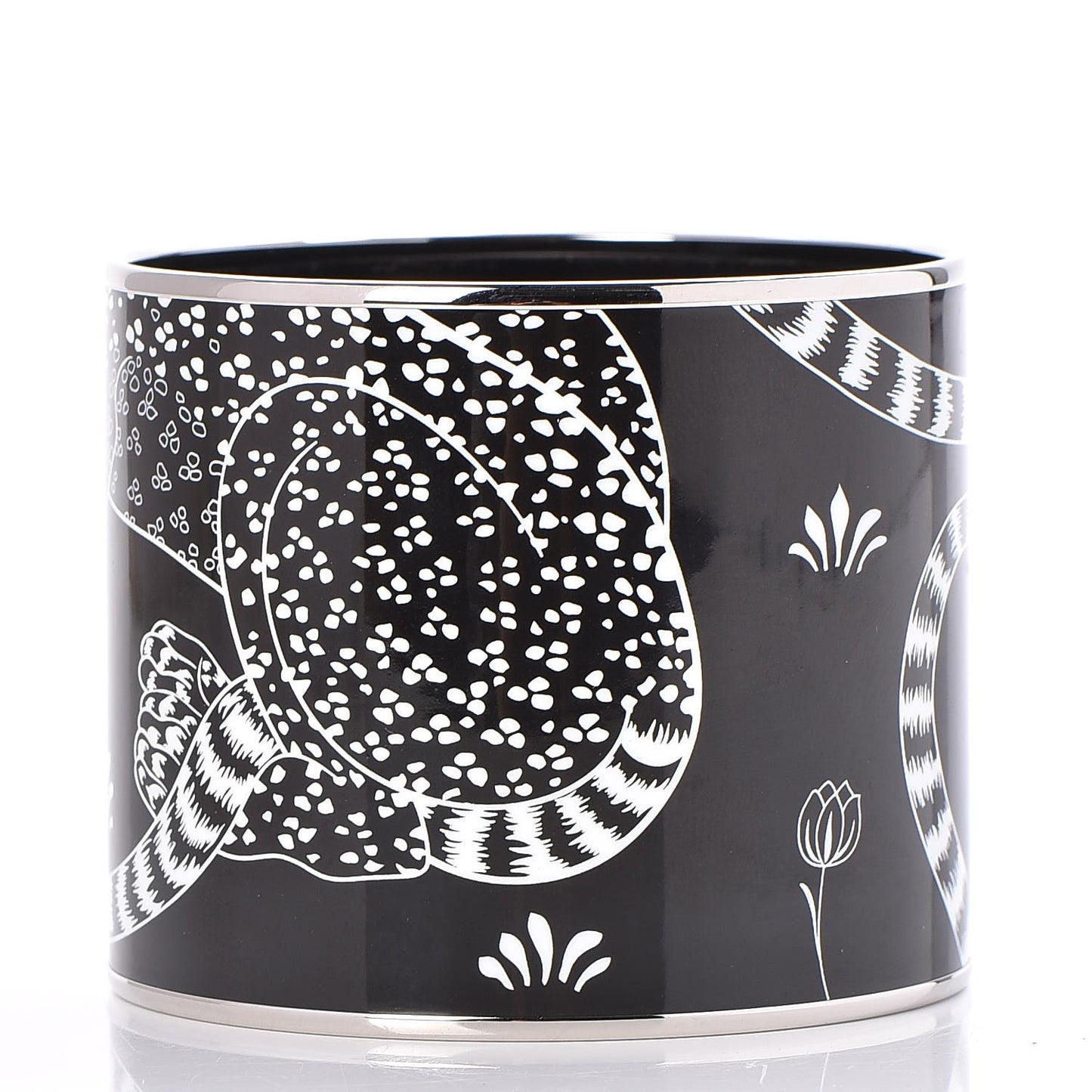 Enamel Printed Mega Wide Les Leopards Positif Negatif Bracelet 65 Black