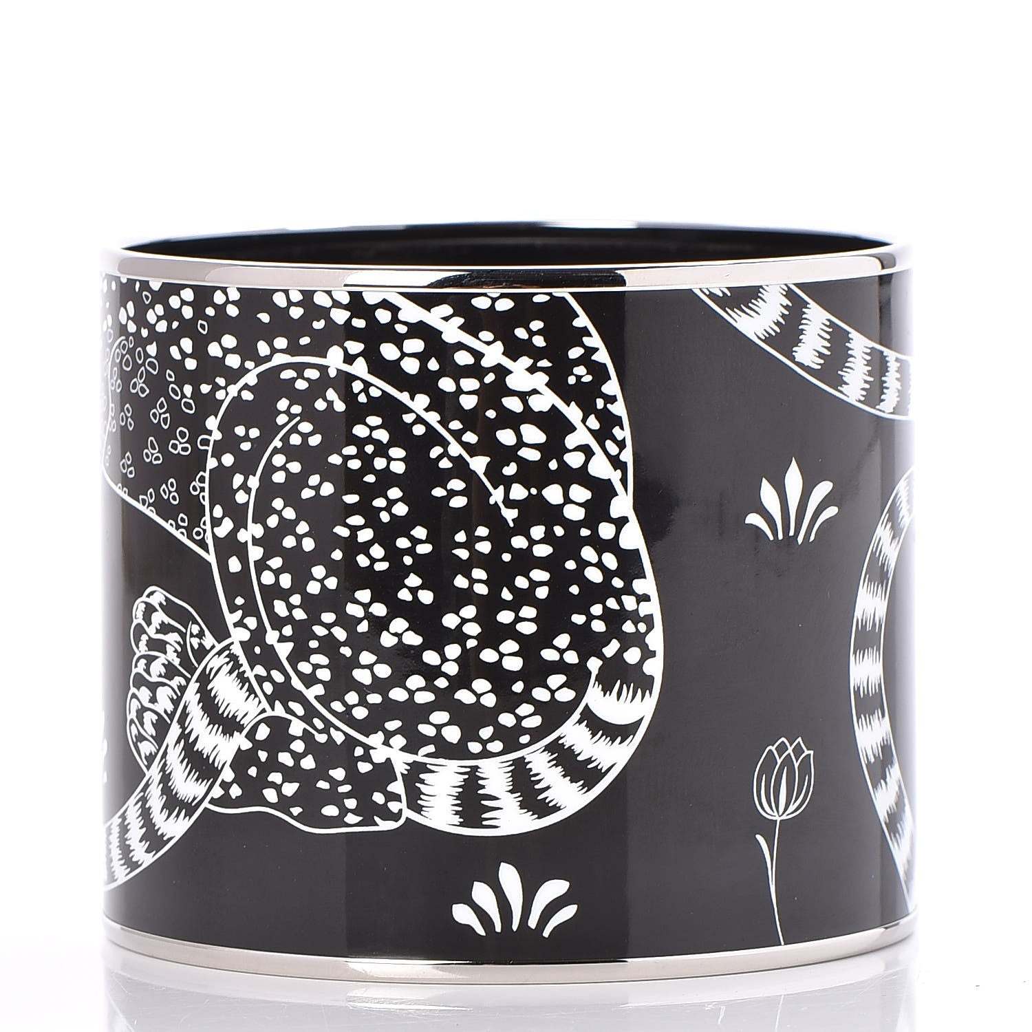 Hermes Enamel Printed Mega Wide Les Leopards Positif Negatif Bracelet 65 Black 3 of 8