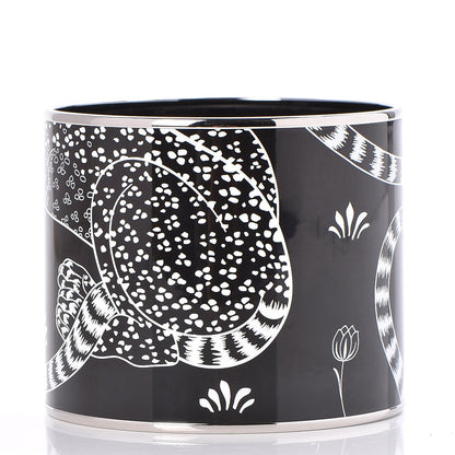 Hermes Enamel Printed Mega Wide Les Leopards Positif Negatif Bracelet 65 Black 3 of 8
