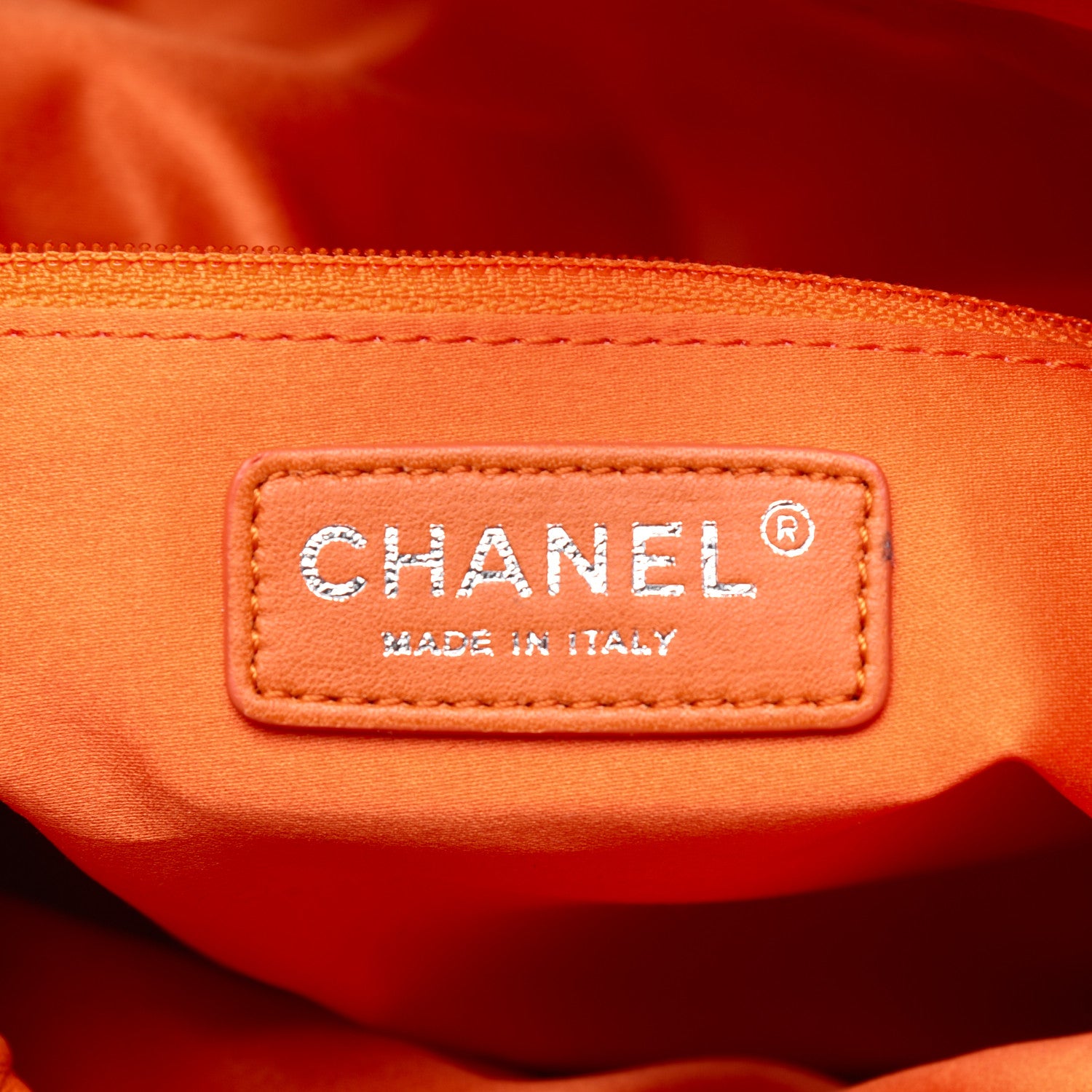 Chanel Lambskin Quilted Jumbo Grocery By Chanel Drawstring Shopping Bag Orange 9 of 24