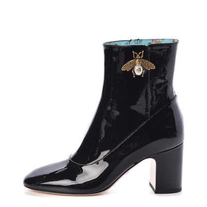 Gucci Patent Calfskin GG Lois Bee Ankle Booties 36.5 Black 1 of 8