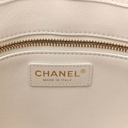 Chanel Caviar Quilted Small Shopping Tote White 6 of 13