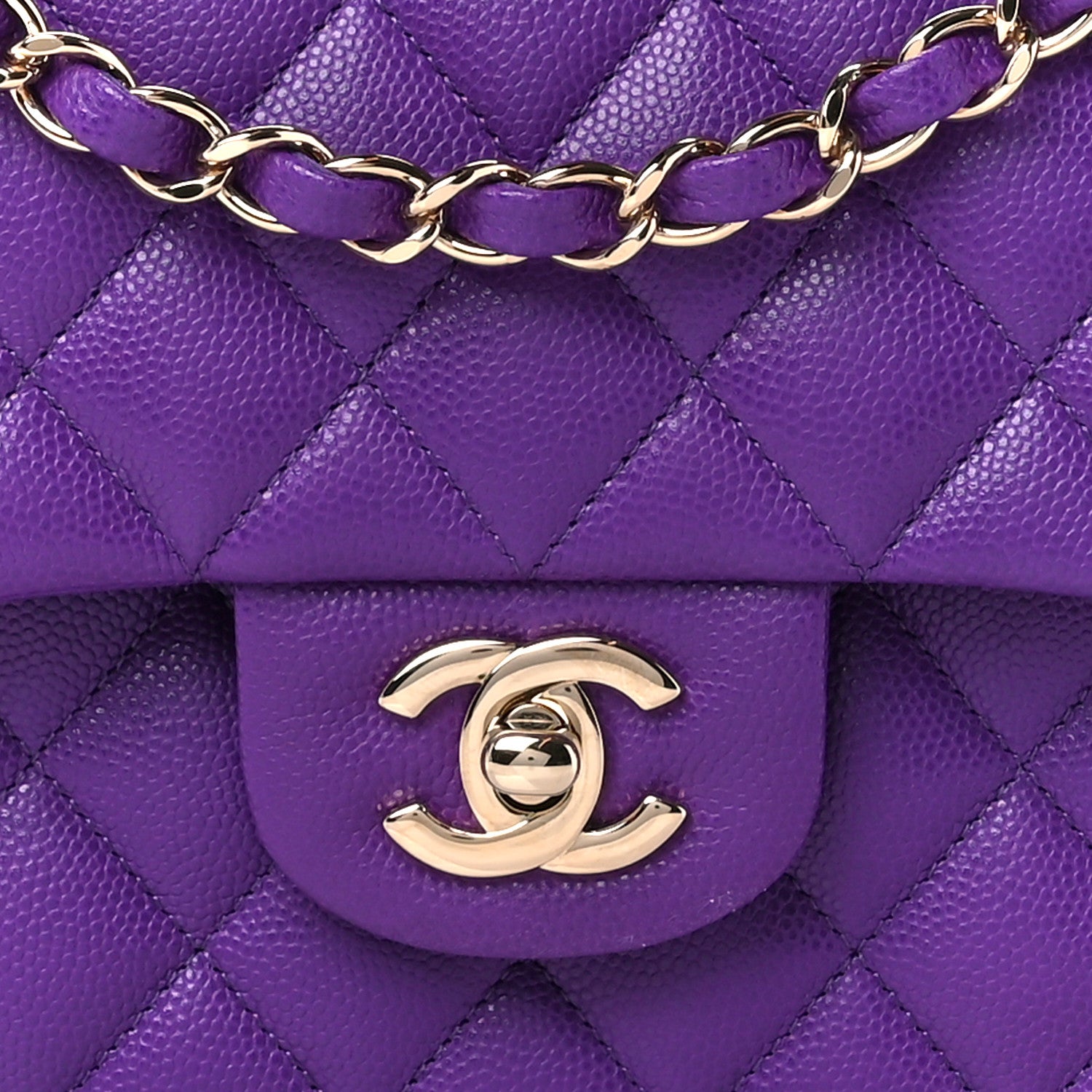 Chanel Caviar Quilted Medium Double Flap Purple 9 of 11