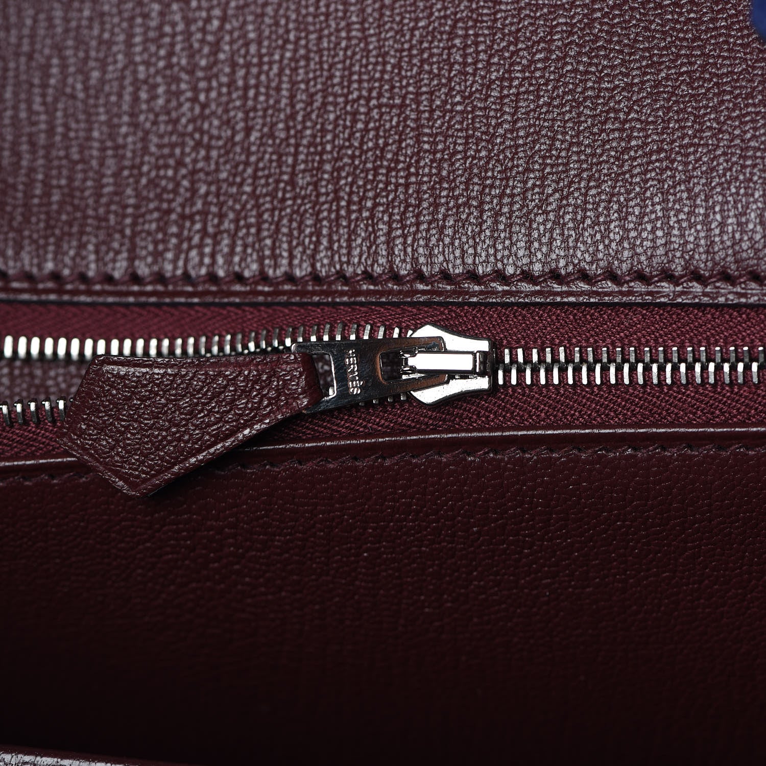 Hermes Togo Swift Officier Birkin 40 Bleu Encre Bordeaux 14 of 35