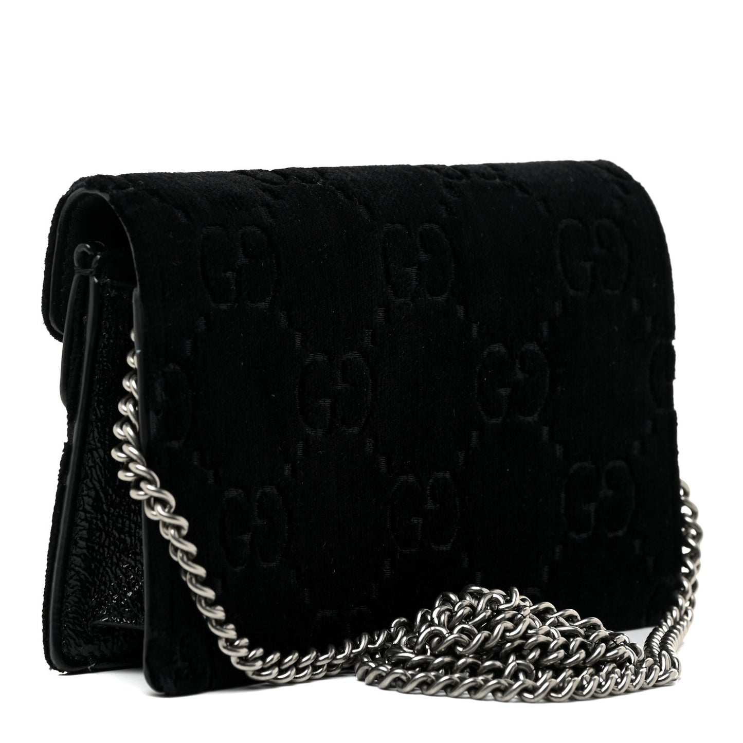Velvet GG Monogram Super Mini Dionysus Shoulder Bag Black