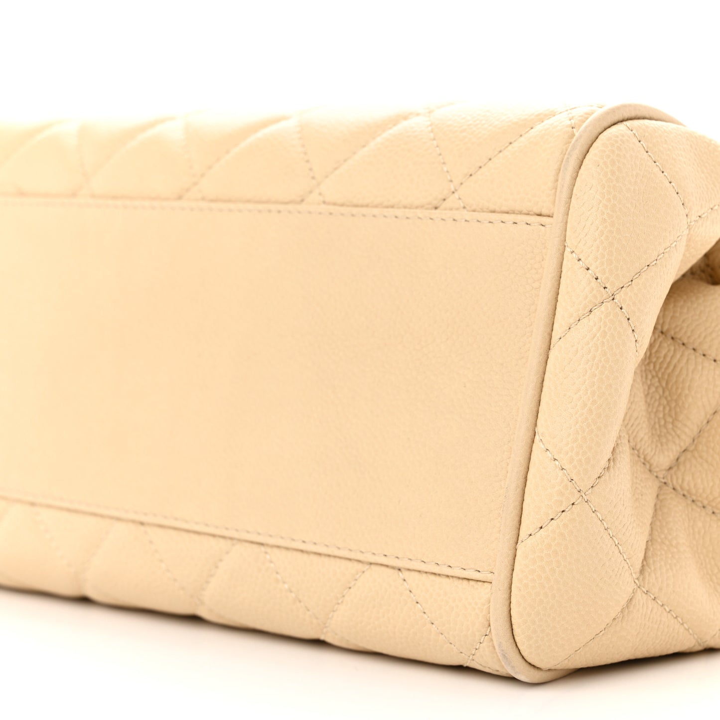 Caviar Quilted Timeless Accordion Flap Light Beige