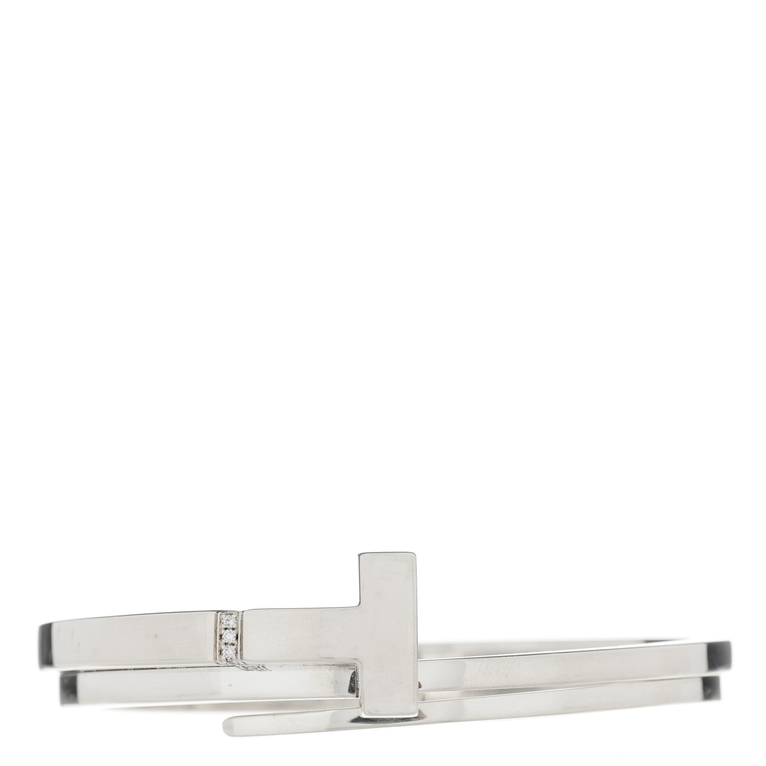 Tiffany Sterling Silver Diamond T Square Wrap Bracelet 1 of 4