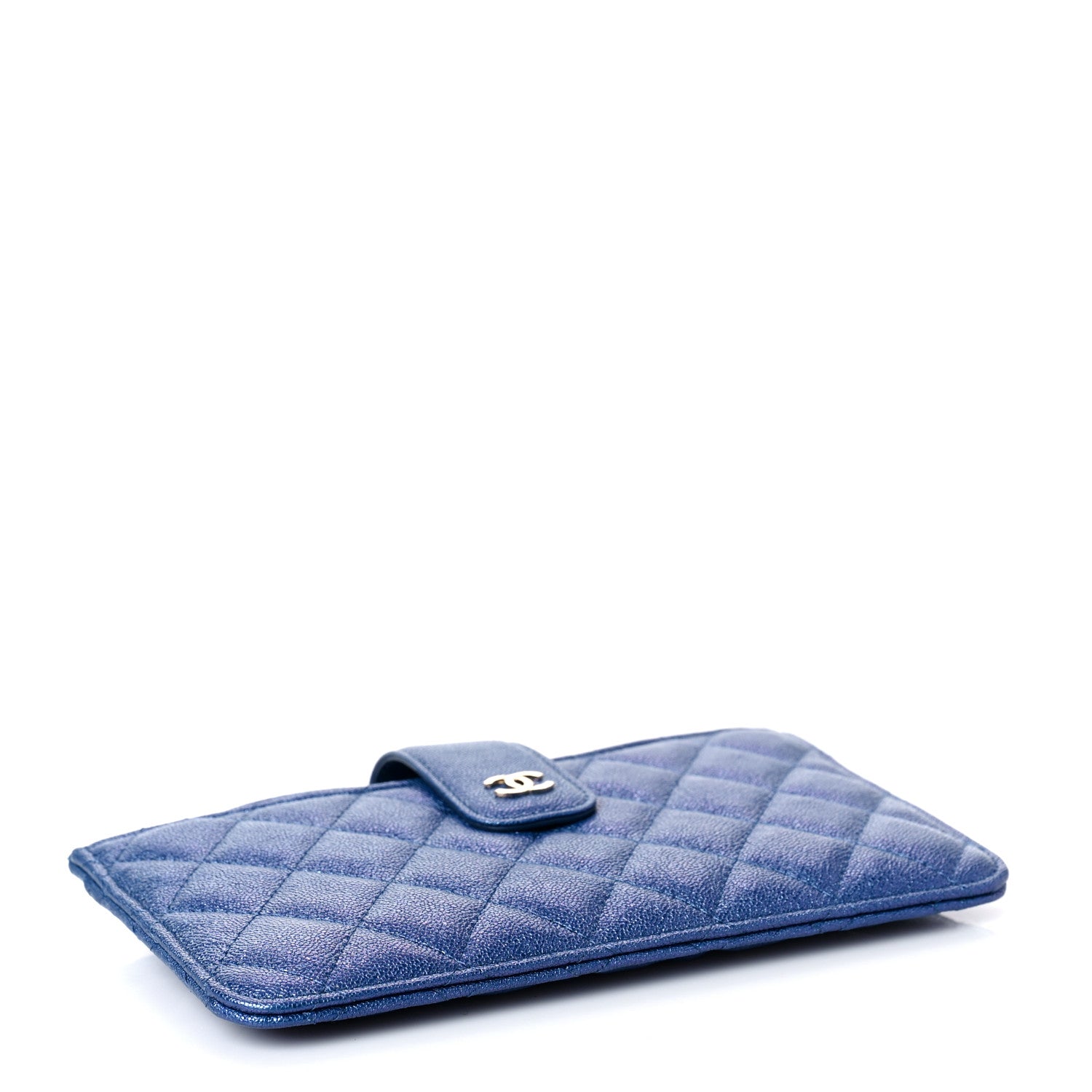 Chanel Iridescent Caviar Quilted Classic Strap Pouch Dark Blue 5 of 10