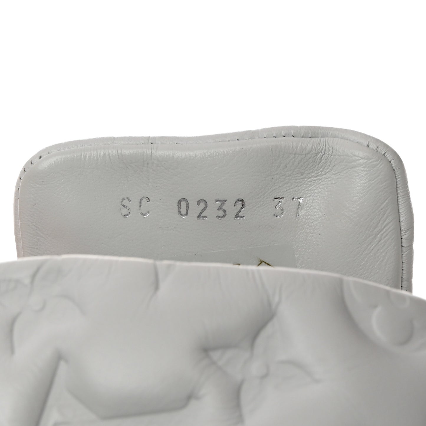 Lambskin Embossed Monogram Pool Pillow Flat Comfort Mule 37 White
