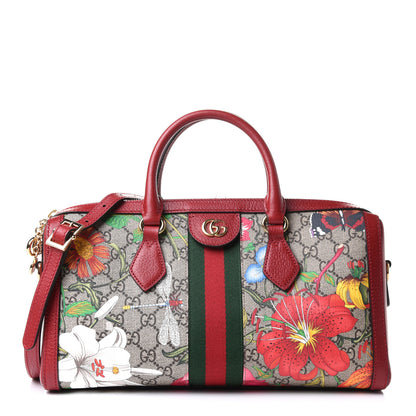 Gucci GG Supreme Monogram Flora Web Medium Ophidia Boston Red 1 of 12
