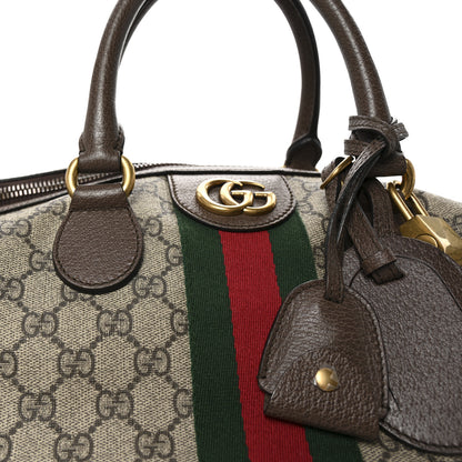 Gucci GG Supreme Monogram Textured Dollar Calfskin Web Medium Ophidia Carry-On Duffle Bag Beige Ebony New Acero 7 of 9