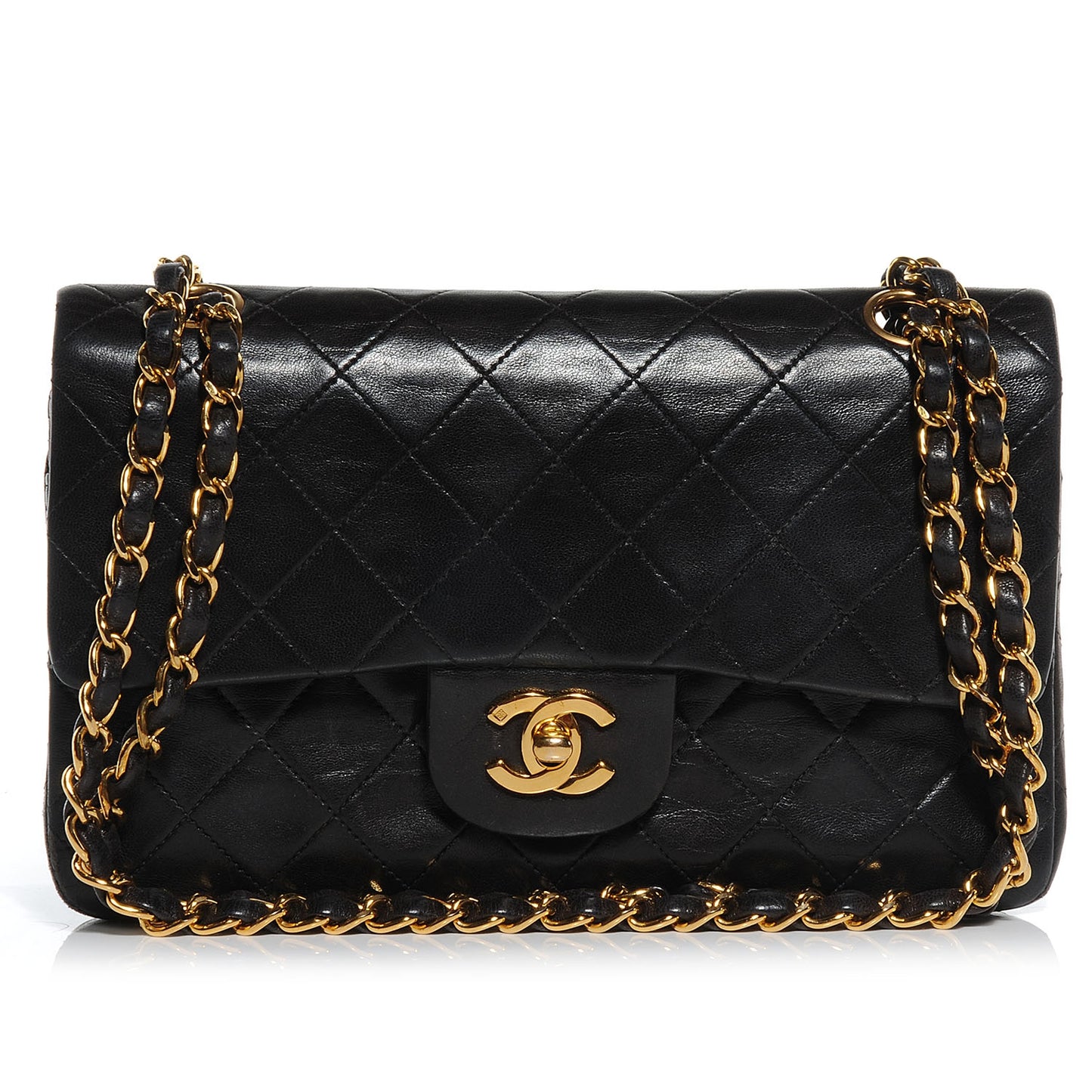 Lambskin Small Double Flap Bag Black