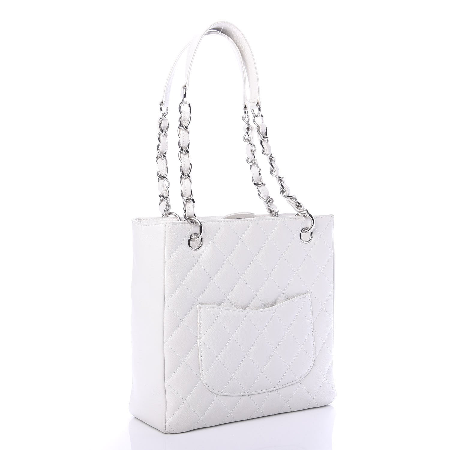 Chanel Caviar Quilted Petit Shopping Tote PST White 2 of 11