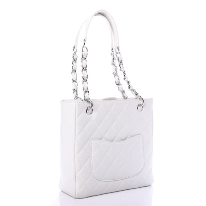 Chanel Caviar Quilted Petit Shopping Tote PST White 2 of 11