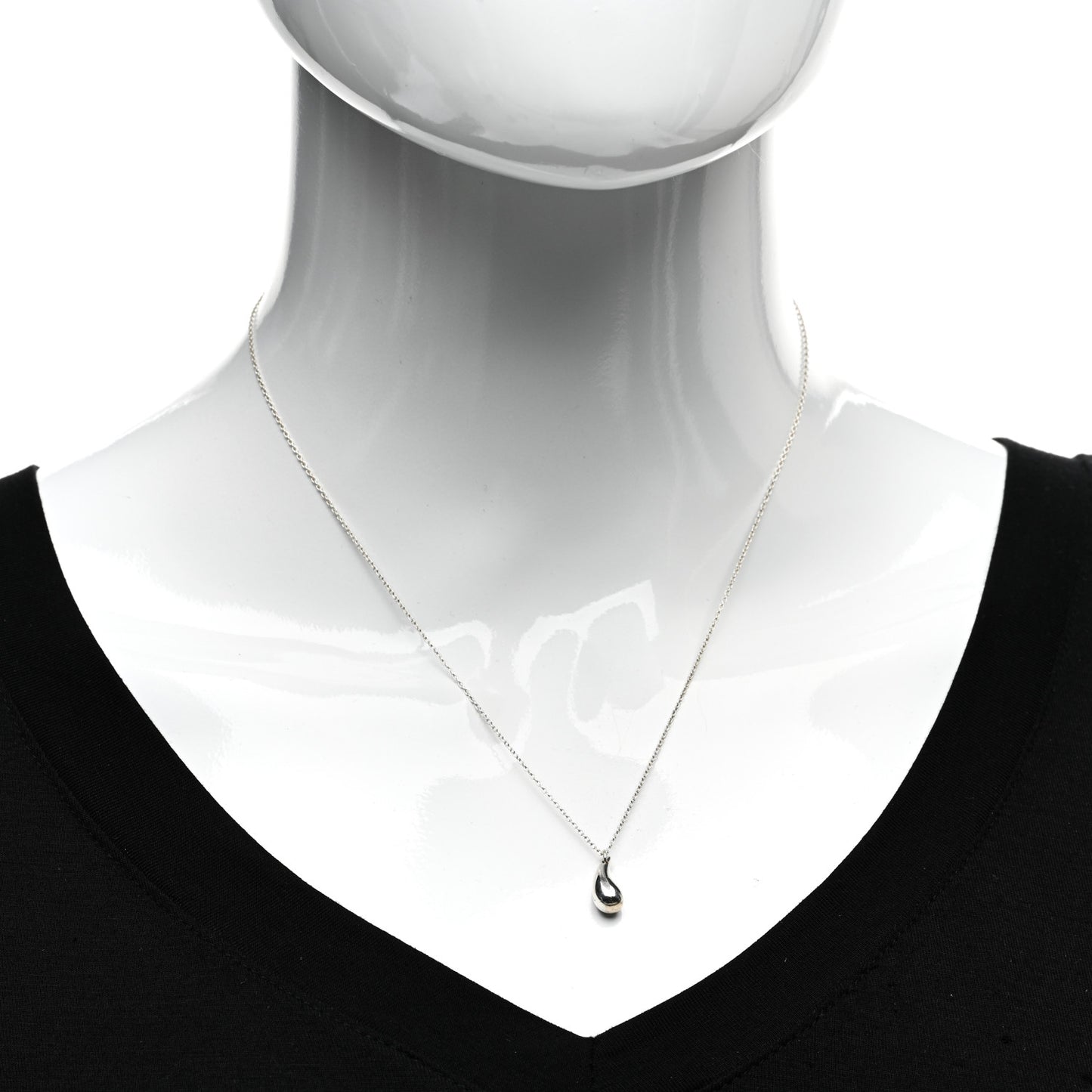 Sterling Silver 12mm Elsa Peretti Tear Drop Pendant Necklace