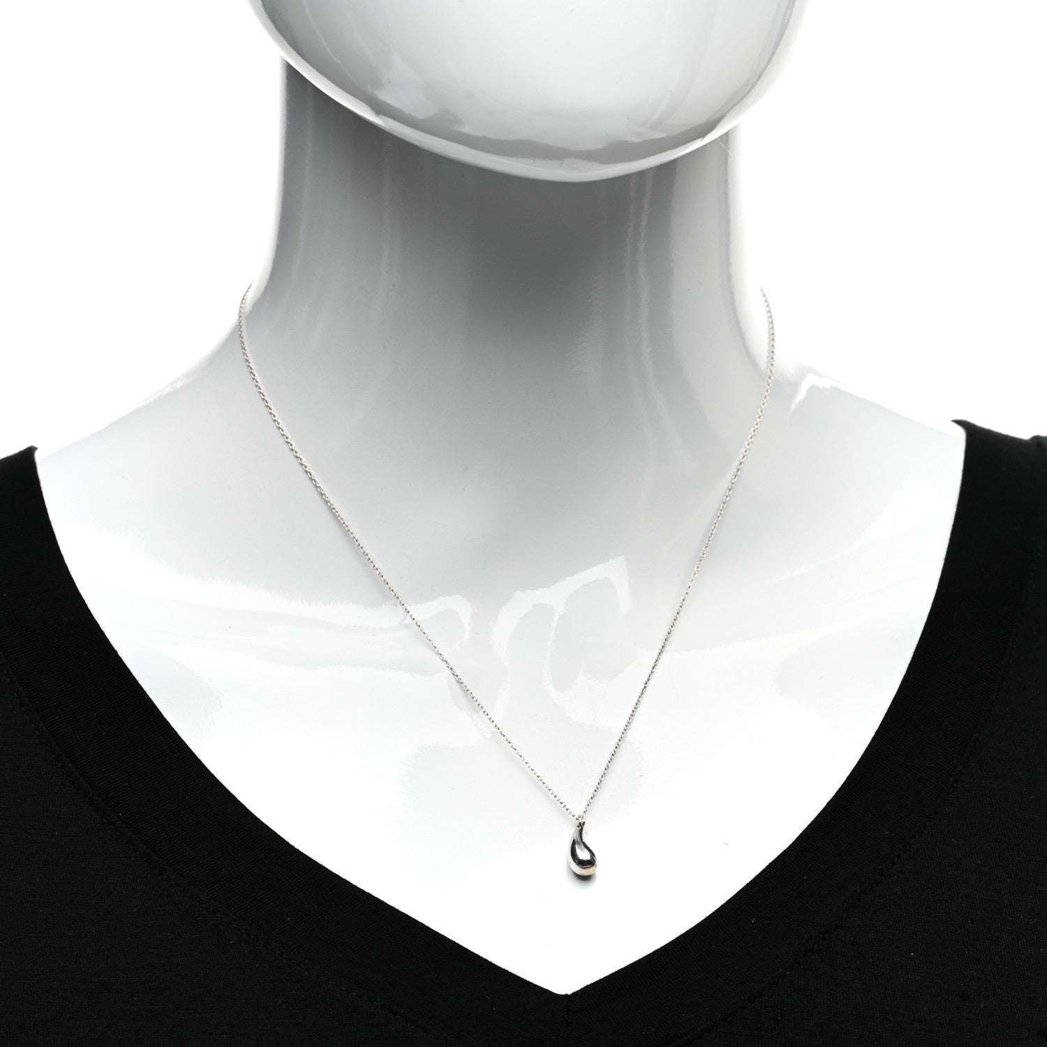 Tiffany Sterling Silver 12mm Elsa Peretti Tear Drop Pendant Necklace 2 of 4