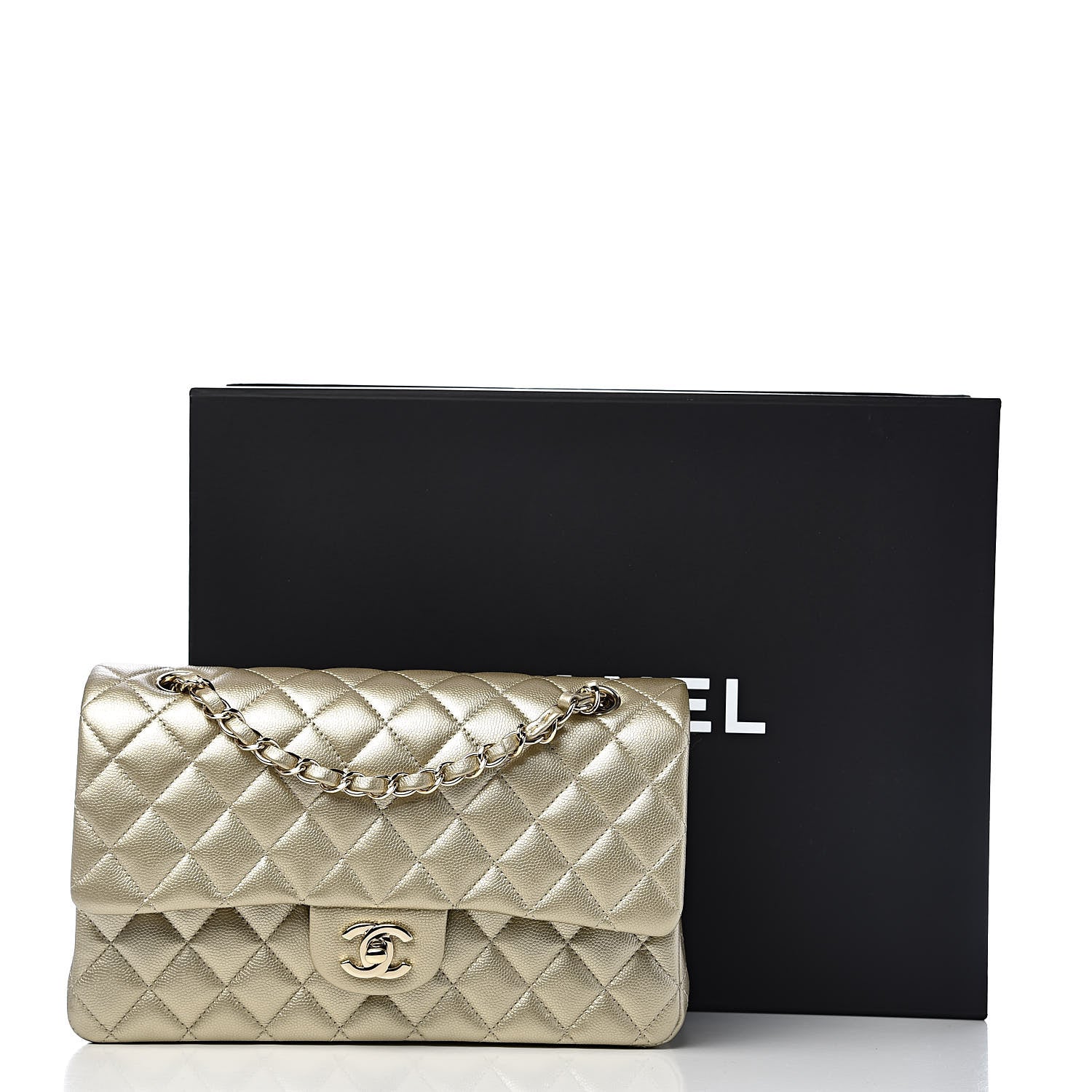 Chanel Metallic Caviar Quilted Medium Double Flap Gold 12 of 12